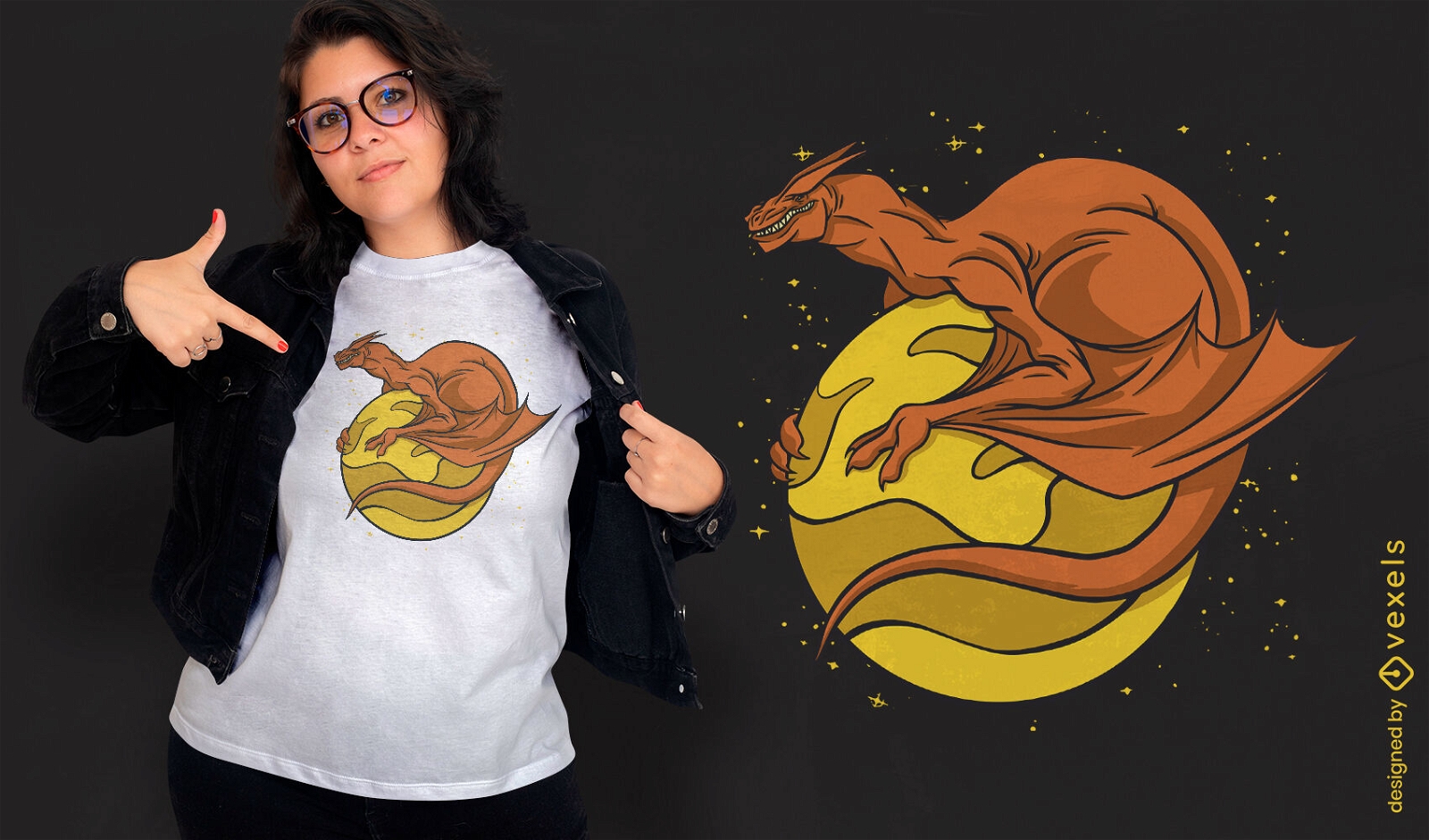 Design de camiseta de dragão espacial