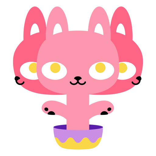 Gato psicodélico con tres cabezas Diseño PNG