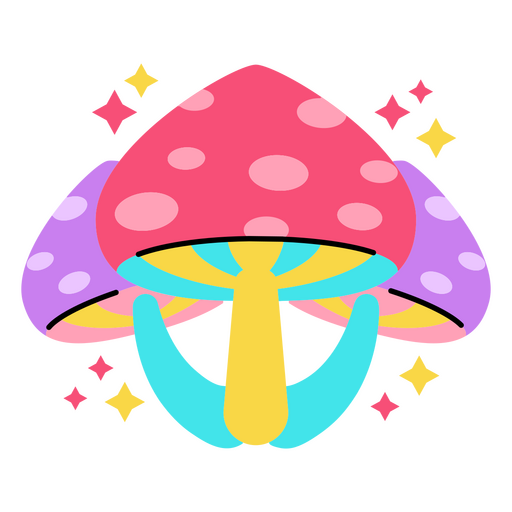 Psychedelic shinny mushrooms PNG Design
