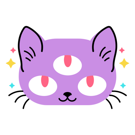 Gatito psicodélico de tres ojos Diseño PNG