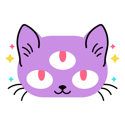 Psychedelic three-eyed kitten PNG Design