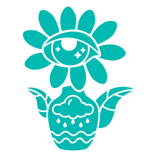 Psychedelische Vase mit Sonnenblumen PNG-Design