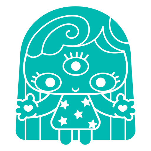 Creepy three-eyed girl PNG Design