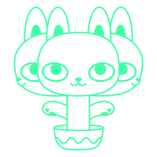 Gato psicodélico con diseño de múltiples cabezas. Diseño PNG