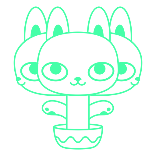 Psychedelic cat with multiple heads design PNG Design