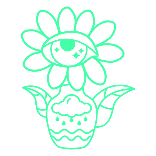 Florero psicodélico con flores espeluznantes Diseño PNG