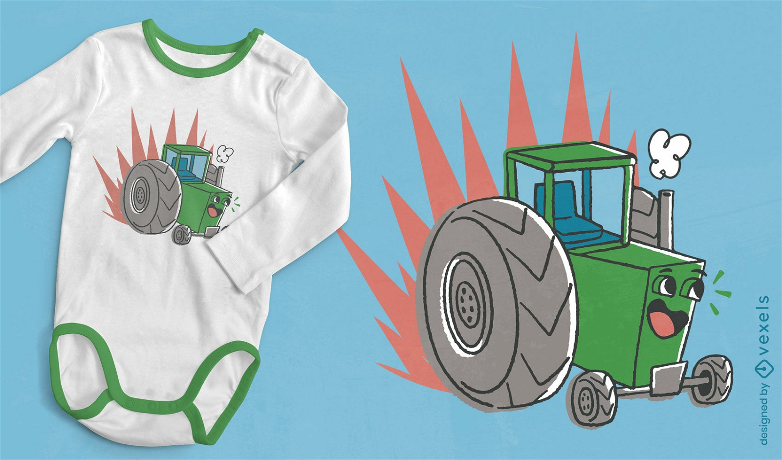 Countryside tractor cartoon t-shirt design