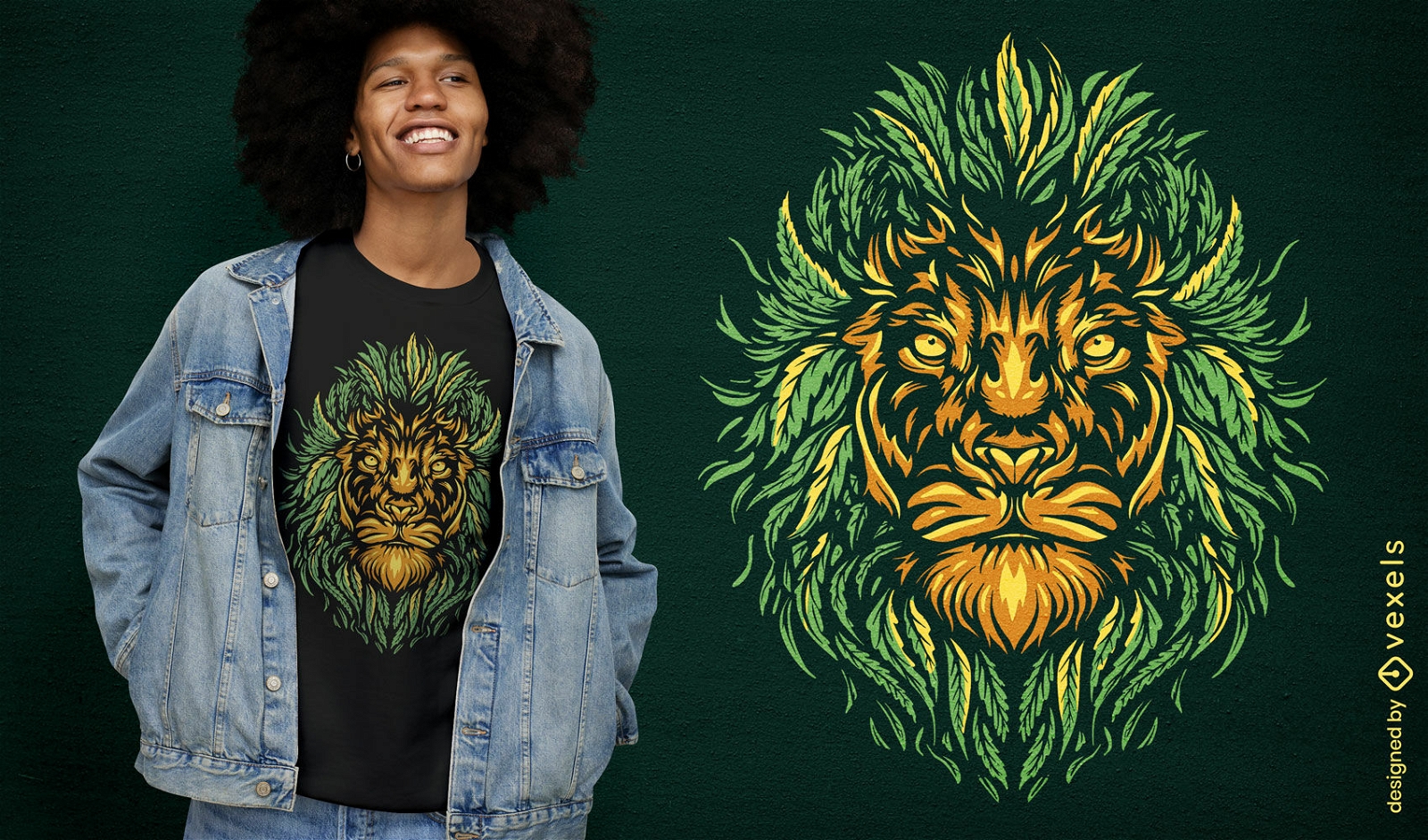 Diseño de camiseta de león de cannabis.