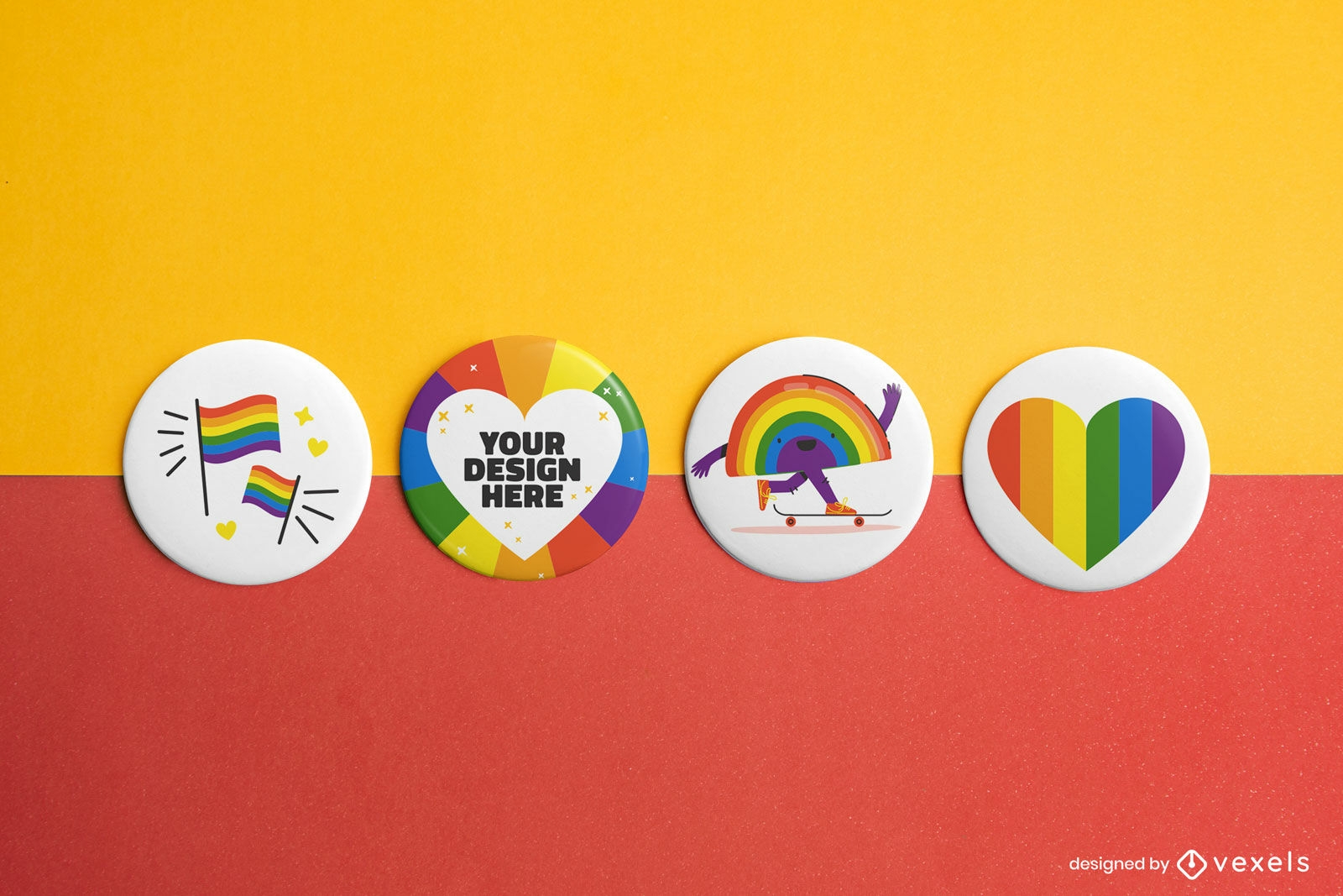 Pride month lgbt diversity pins mockup