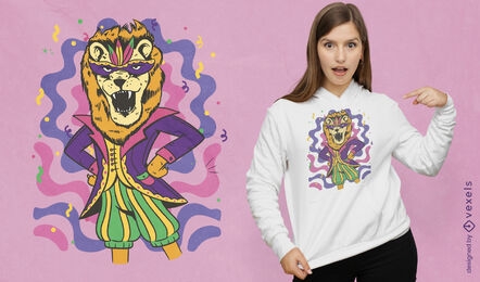 Diseño de camiseta de león de Mardi Gras