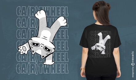 Katzen-Wagenrad-Cartoon-T-Shirt-Design