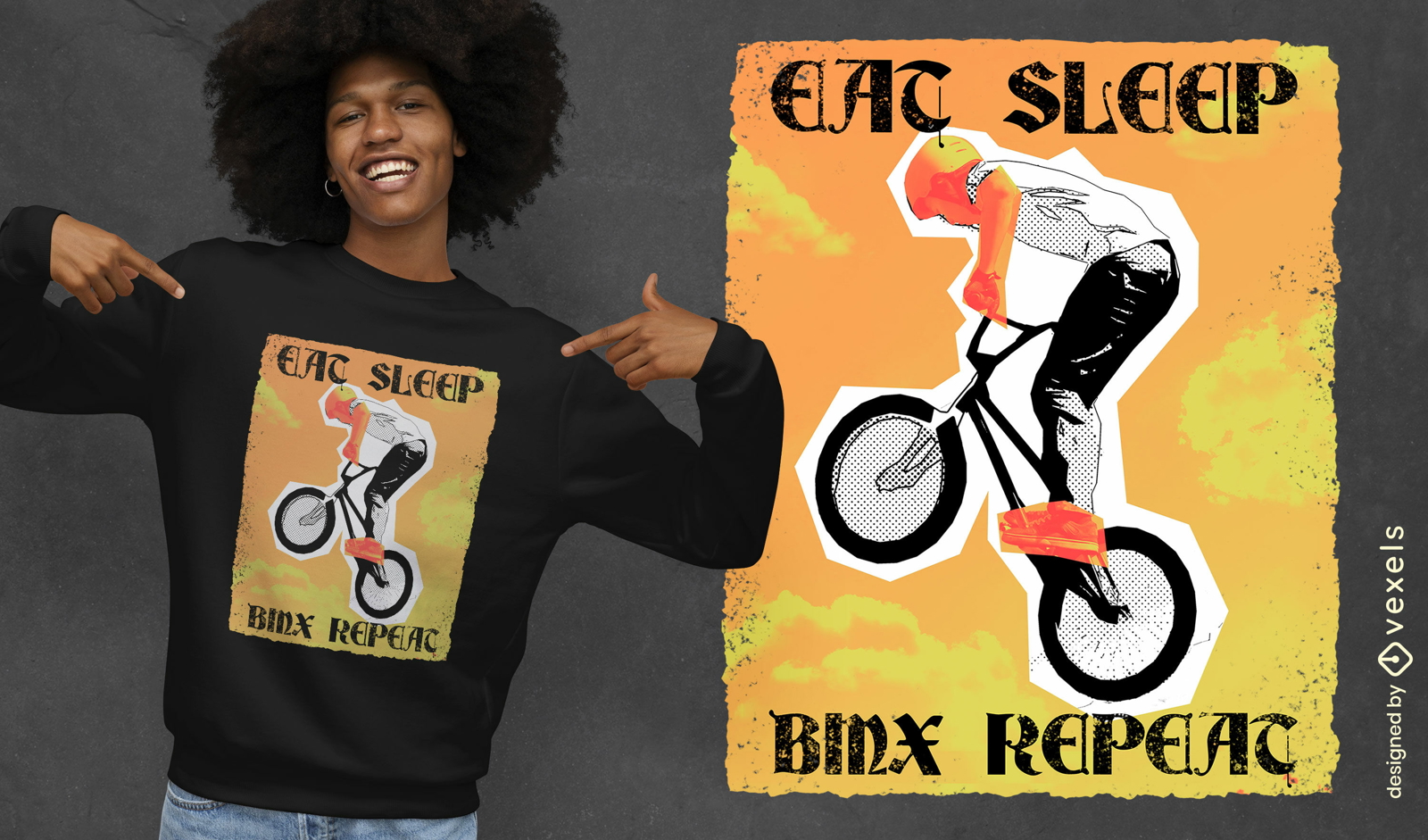 Essen, schlafen, BMX, T-Shirt-Design wiederholen