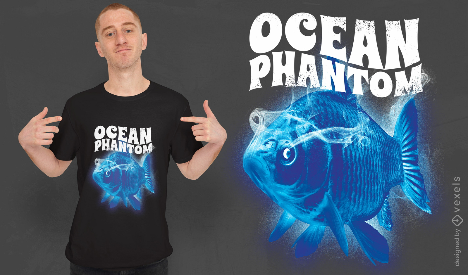 Pescado animal espíritu fantasma psd camiseta