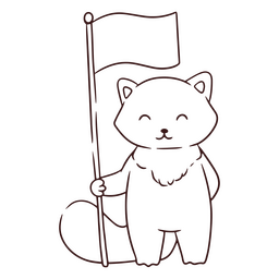 Zorro sosteniendo una bandera Diseño PNG