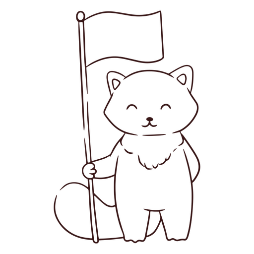 Fox holding a flag  PNG Design