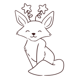 Lindo zorro con tiara de estrellas Diseño PNG