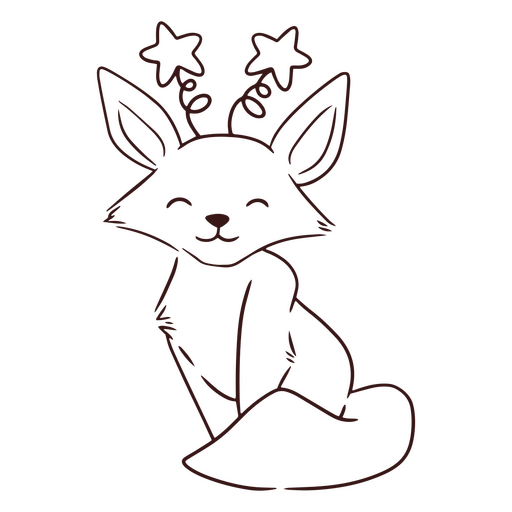 Cute fox with stars tiara PNG Design