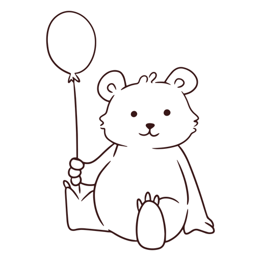 Lindo urso com balão Desenho PNG