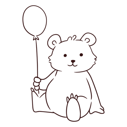 Precioso oso con globo Diseño PNG