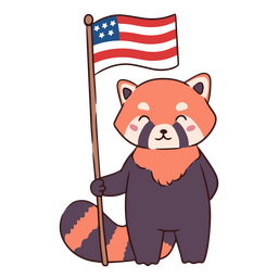 Panda vermelha com bandeira dos EUA Desenho PNG