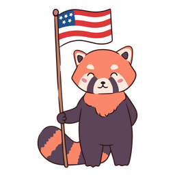 Red panda with USA flag  PNG Design Transparent PNG