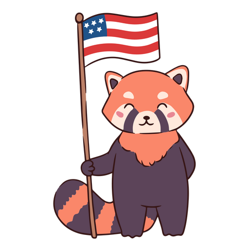 Panda rojo con bandera de Estados Unidos
