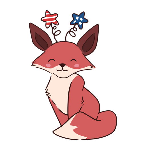 Cute fox with stars on his head PNG Design