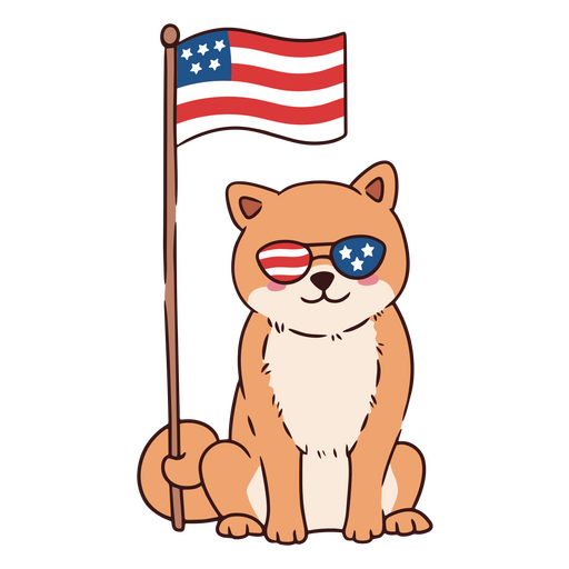 Cool american dog with eyeglasses PNG Design