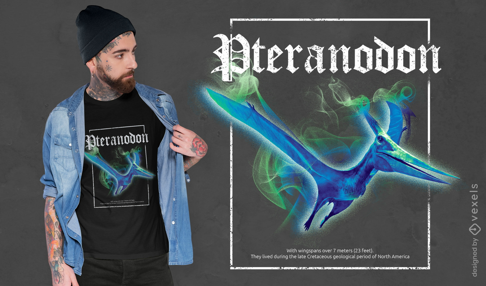 Camiseta psd animal dinossauro pterodáctilo