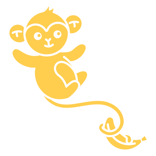 Yellow monkey baby with banana  PNG Design