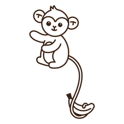 Lindo bebé mono con plátano Diseño PNG