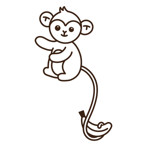 Macaco bebê fofo com banana Desenho PNG