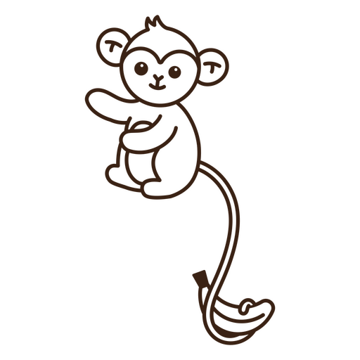 Cute baby monkey with banana  PNG Design