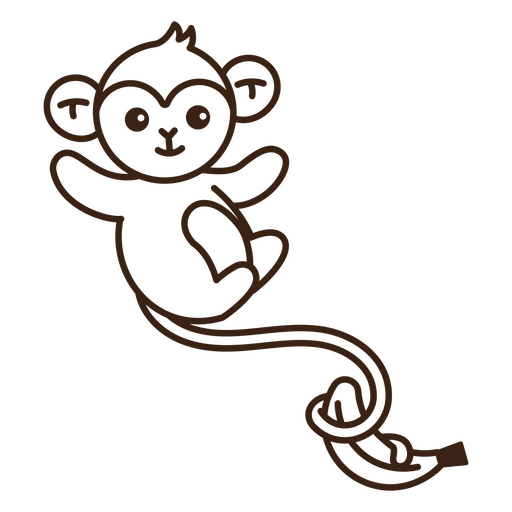 Mono panza arriba con banana Diseño PNG
