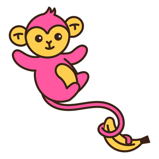 Macaco bebê rosa e amarelo Desenho PNG