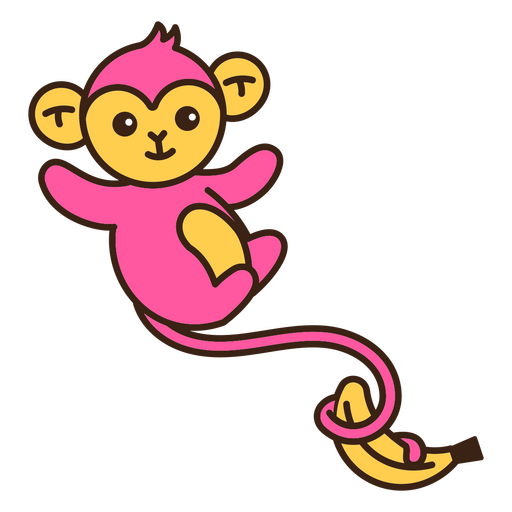 Pink and yellow baby monkey  PNG Design