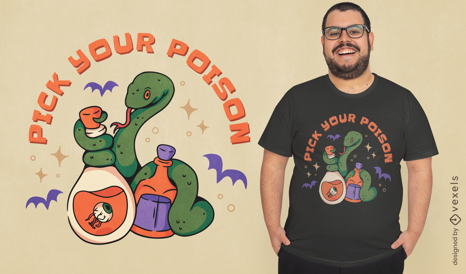 Diseño de camiseta de veneno de serpiente de Halloween