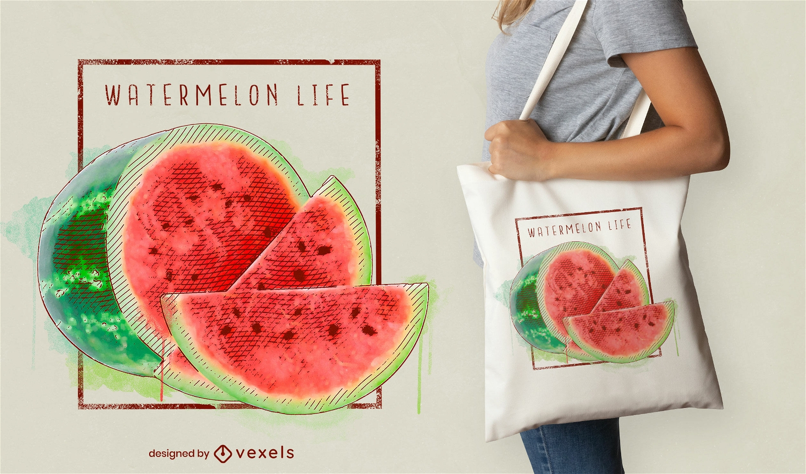 Aquarell-Wassermelonen-Einkaufstaschendesign