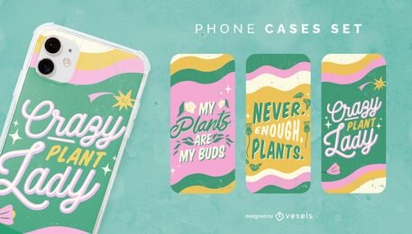 Conjunto de capas de telefone com letras de plantas de casa