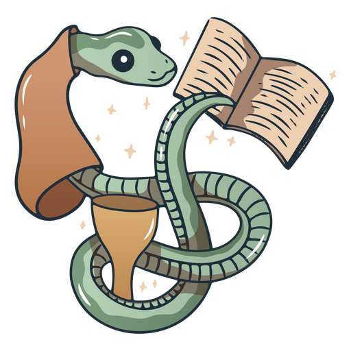 Wizard Snake Book Cartoon PNG & SVG Design For T-Shirts