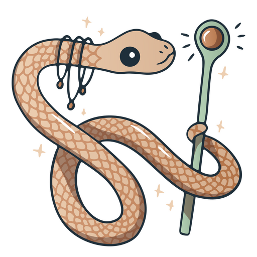 Dibujos animados de varita de serpiente mago