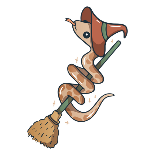 Wizard snake broom cartoon PNG Design