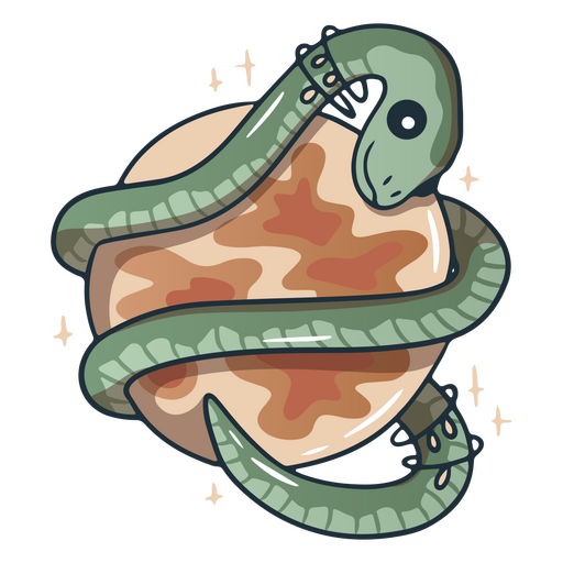 Dibujos animados de planeta serpiente mago