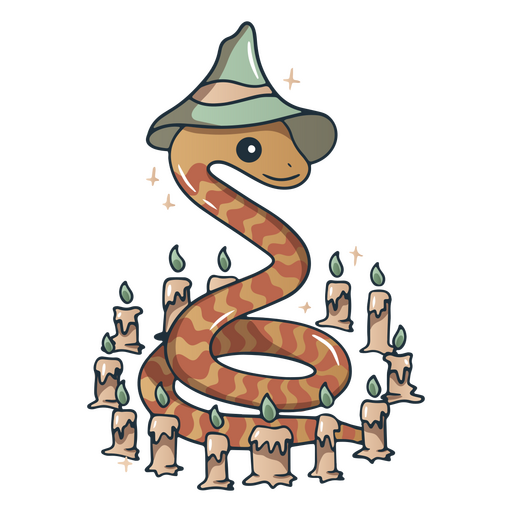 Dibujos animados de velas de serpiente asistente