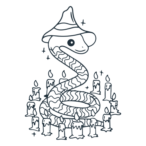 Trazo de personaje de velas de serpiente mago Diseño PNG