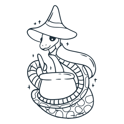 Trazo de personaje de olla de serpiente mago Diseño PNG