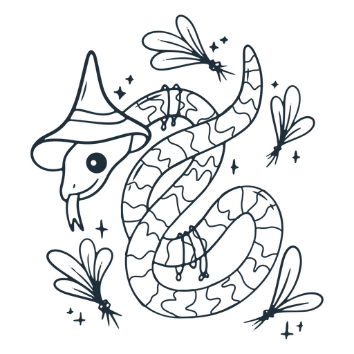 Wizard snake plant character stroke PNG Design