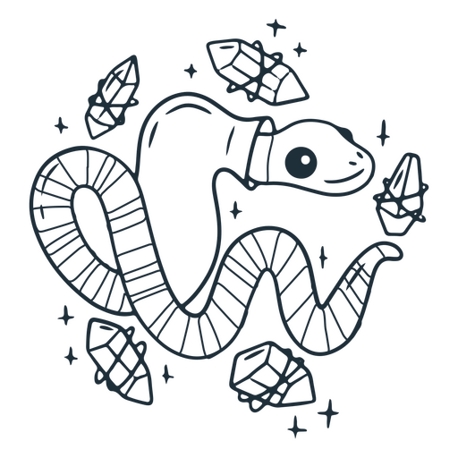 Wizard snake crystal character stroke PNG Design