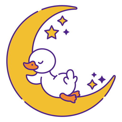 Cute duck in the moon  PNG Design