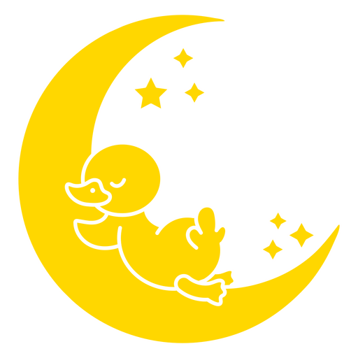 Adorable duck resting on the moon PNG Design